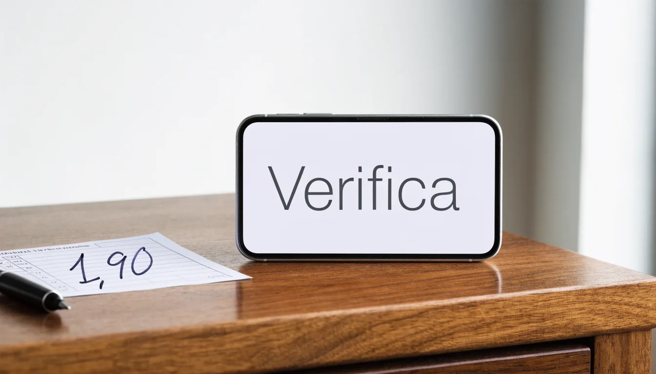 Un foglio di concessione in carta con un timbro rosso, appoggiato su una scrivania di legno accanto a una penna