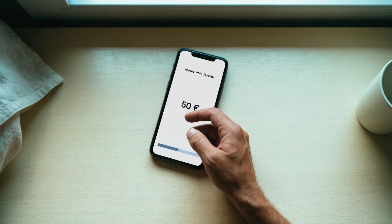 Un documento di identità appoggiato accanto a uno smartphone con un timer sullo schermo, su un tavolo da cucina